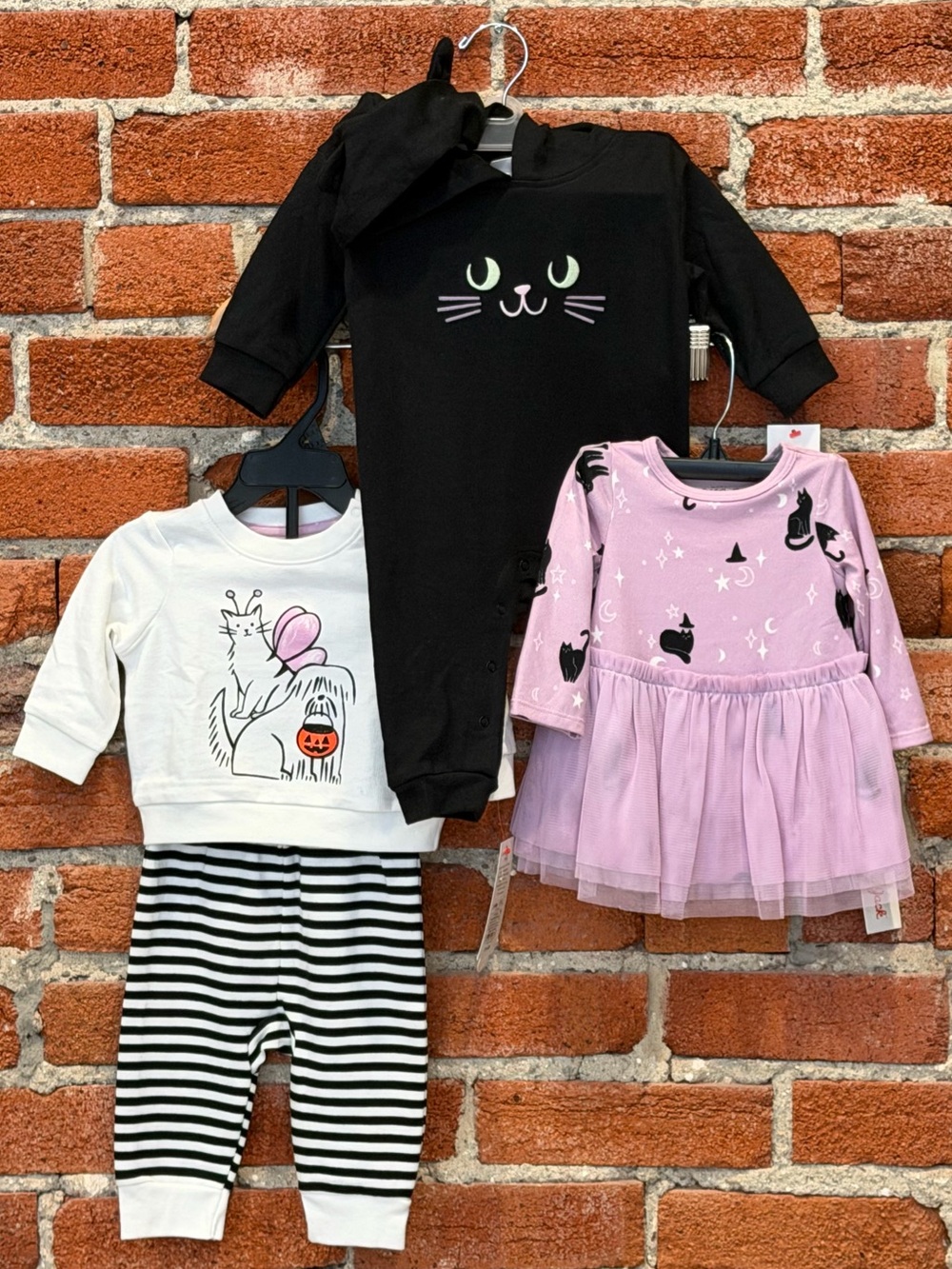 🖤💜 NWT Cat & Jack Halloween Baby Outfit Bundle  - Romper - Dress - Sweatsuit 💜🖤